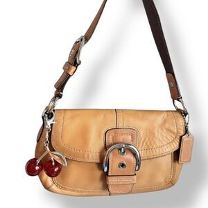 Y2k Coach Soho Tan Leather Buckle Shoulder Bag Glam 2010‎